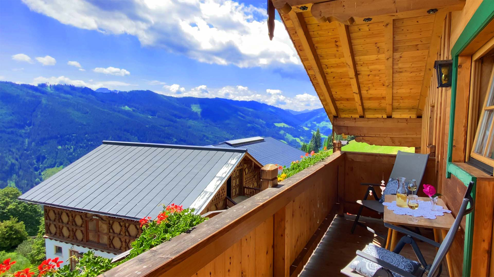 Aussicht vom Balkon Ferienwohnung Bauernhof Rostatt Salzburger Land